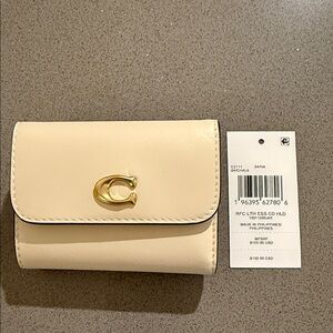 Coach Cream Leather Wallet with Gold Accent